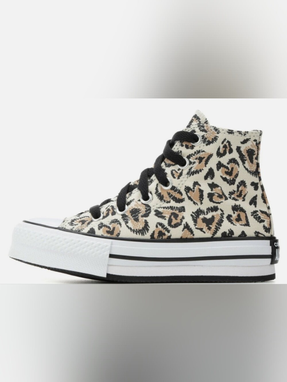 Chuck Taylor All Star EVA Lift Platform High GS  'Leopard' Sneakers Size 6 - Picture 3 of 12
